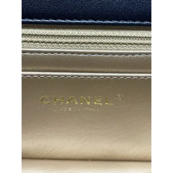 CHANEL 22S Black Mini Rectangle Pearl Crush Braid Gold Ball Flap Bag Unused - Picture 12 of 16